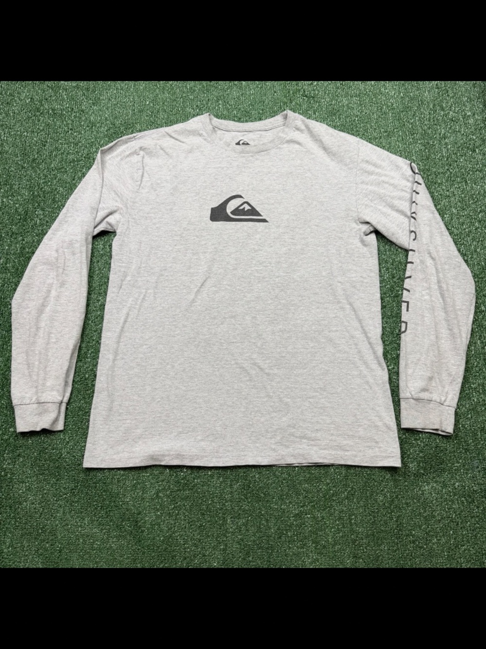 Quiksilver T Shirt Mens Size L Gray Long Sleeve Surfer Graphic Tee